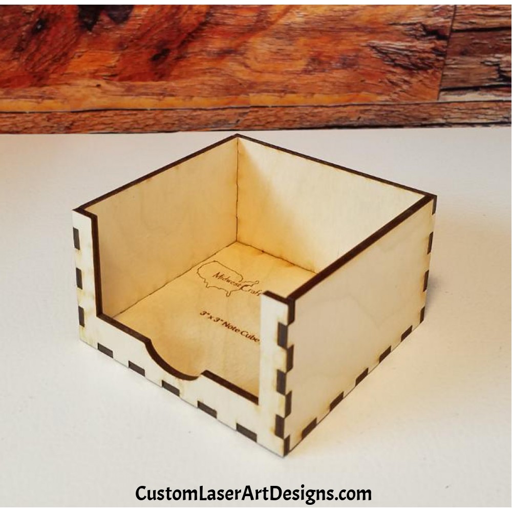 3" Note Cube Paper Holder Custom Laser Art Designs