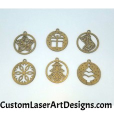 Set of 6 Glitter Gold Ornaments